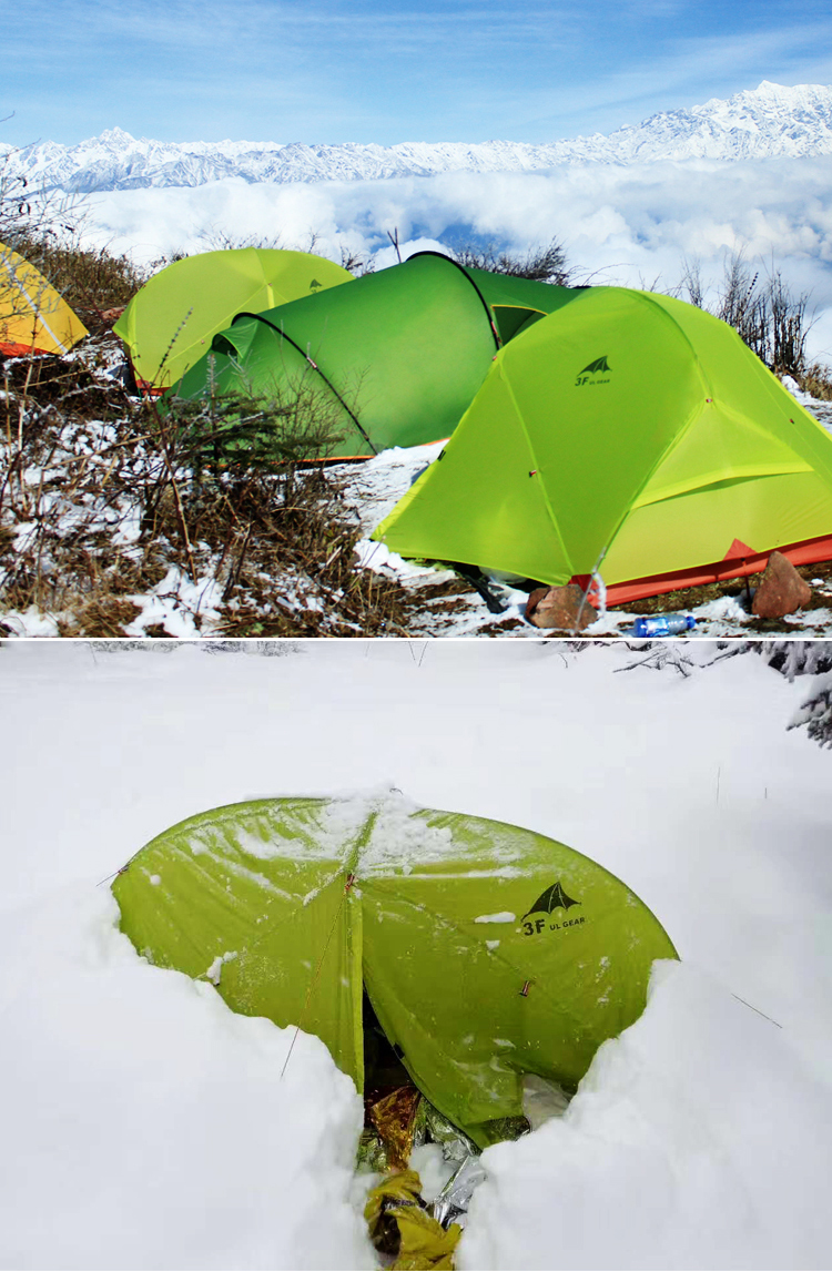 Cheap Goat Tents 3F UL GEAR 2 Person 4 Season 15D Camping Tent Outdoor Ultralight Hiking Backpacking Hunting Waterproof Tents Waterproof Coating Tents 